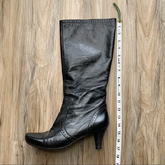 FRANCESCO MORICHETTI Black Leather Spectator Tall Boots Low Heel Size 40 / 9.5 - Picture 10 of 10